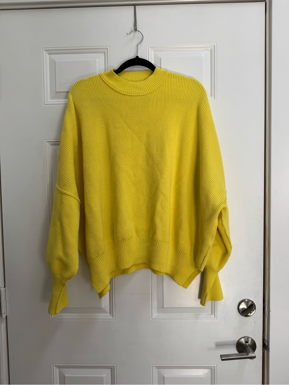 Free People Sunny Yellow Ribbed Crewneck Sweater